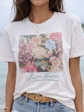 Louis Vuitton Floral Graphic Tee White Short Sleeve Shirt Size M